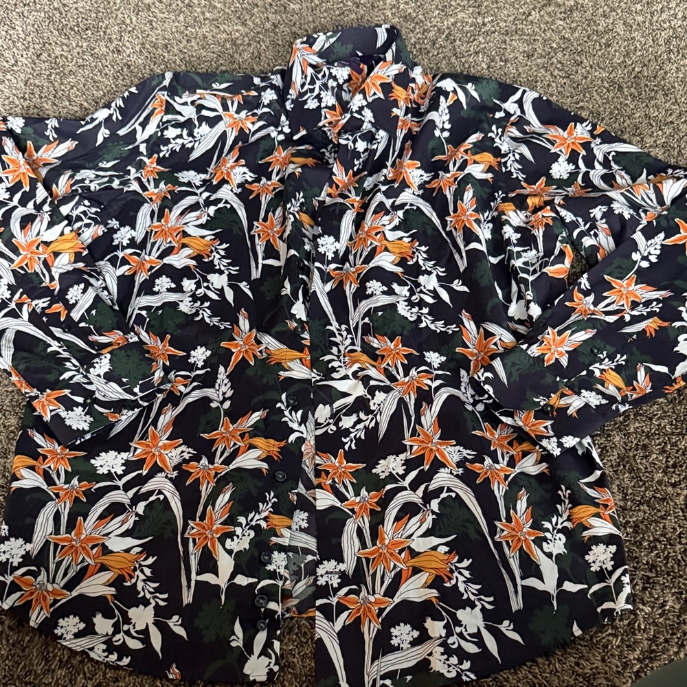 Hawes and Curtis Floral Print Dress Shirt, Size XL